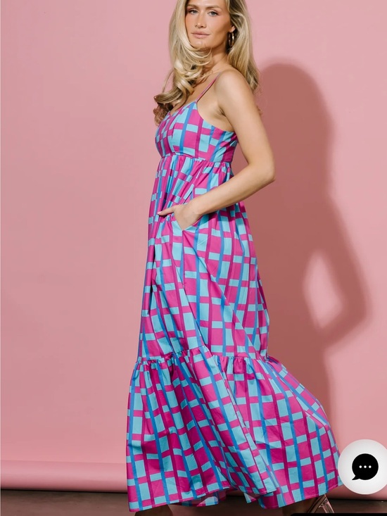 Baltic Born Dresses & Skirts - NWT Baltic Born Rita Maxi Dress Large Pink Blue Check Long Summer Sundress New